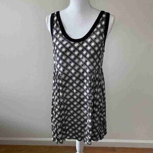 Sleeveless Black & White Crochet Overlay Tank Dress